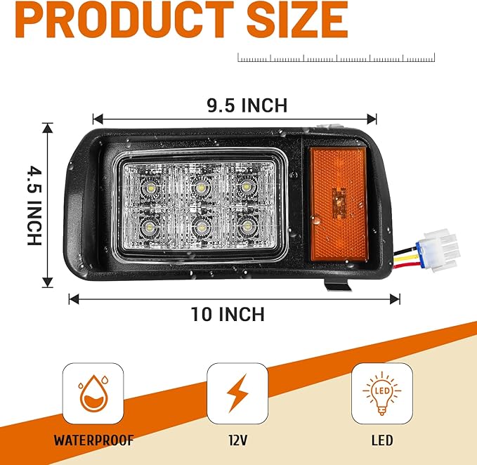 DRIVE UP Club Car DS LED Headlight Kit, 12V Factory Style LED Headlights with Adapter Wire for Club Car DS 1993-up Gas and Electric Golf Carts, OEM 101988001