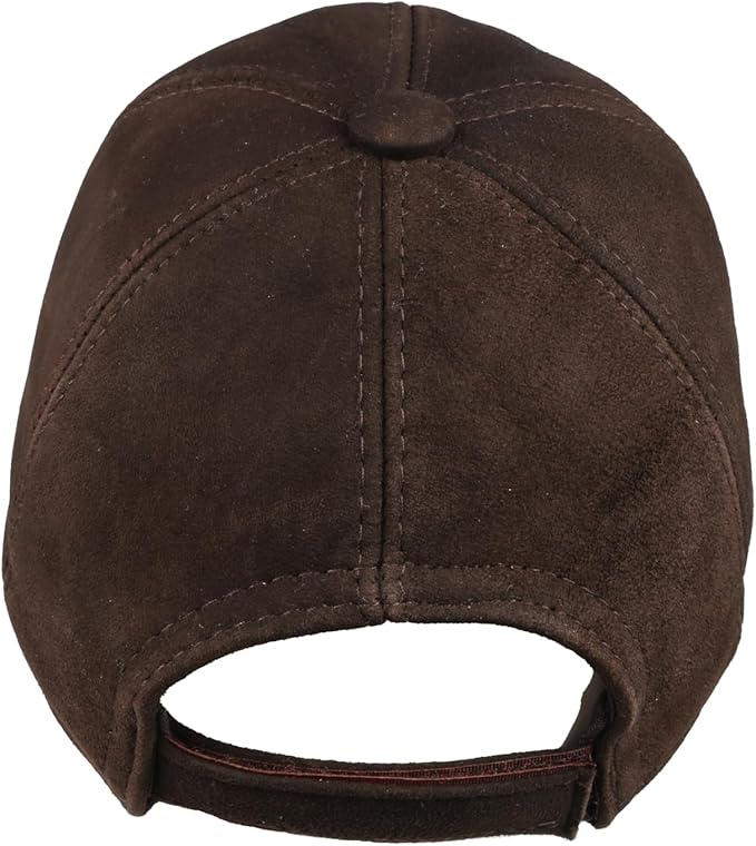 Suede Leather Baseball Cap – Unstructured 6 Panel Adjustable Strapback Hat for Men & Women