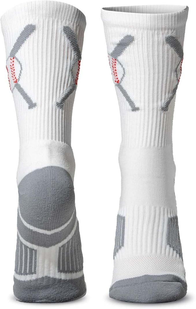 ChalkTalkSPORTS Baseball Socks - Performance Socks for Baseball Players - Crossed Bats - Youth and Adult Sizes