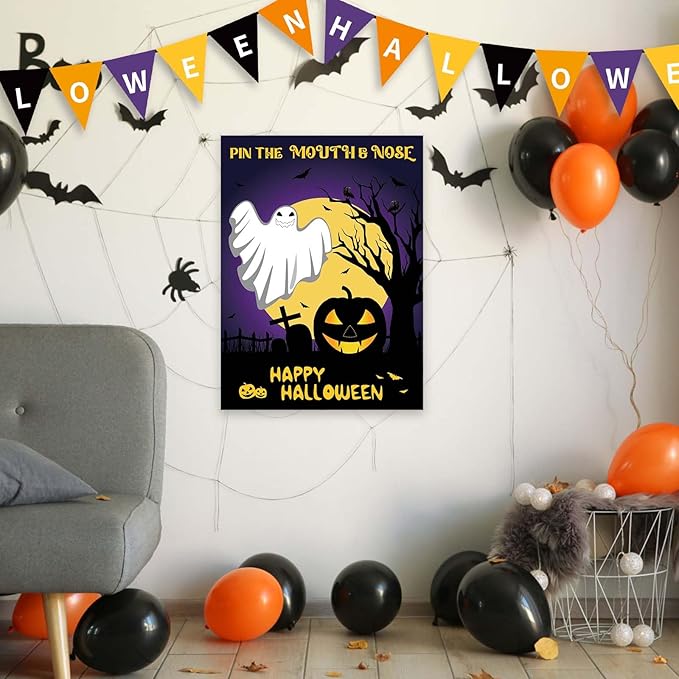 ASTARON Halloween Party Games, Pin The Mouth on Ghost Halloween Party - Image 4