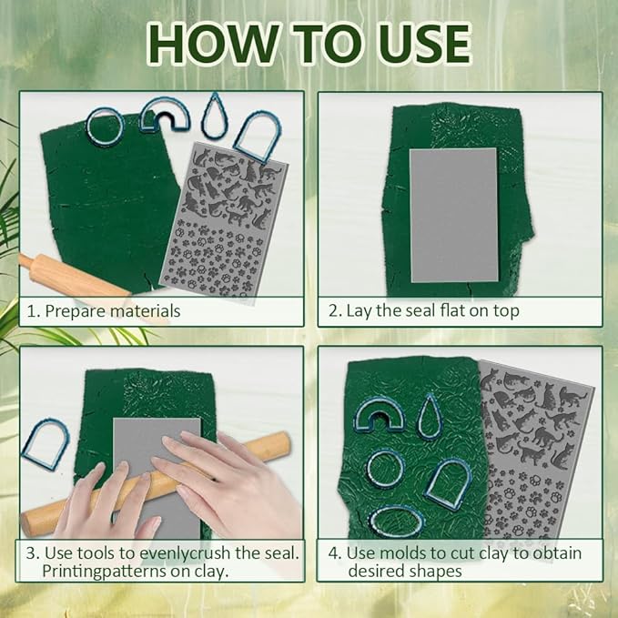 CHGCRAFT 16 Sheets 16 Styles Animals Dandelions Polymer Clay Texture Mat - Image 3
