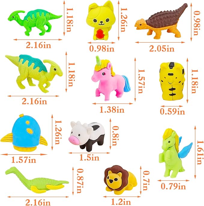 80Pcs Animal Erasers Kids Desk Pets Pencil Erasers 3D Puzzle Eraser Bulk Fun - Image 9