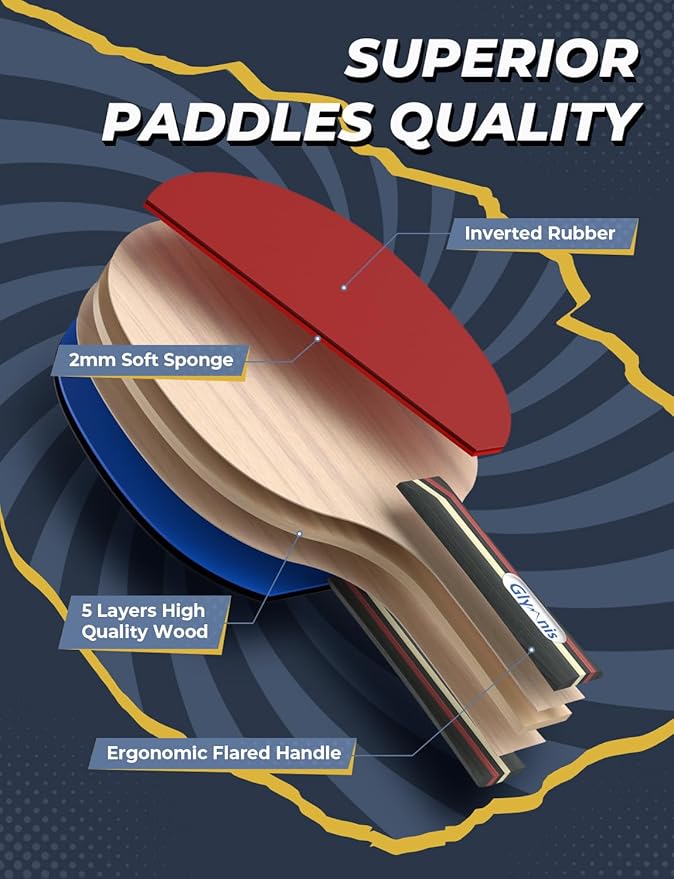Glymnis Ping Pong Paddles Set Table Tennis Rackets - Image 2