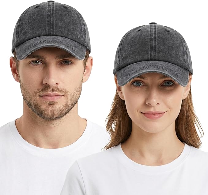 2 PCS Baseball Cap Golf Hat Washed-Cotton Plain Original Classic Cotton Vintage Adjustable Dad Hatsfor Men Women