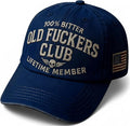 Old Fuckers Club-Vintage Baseball Cap, Hand-Embroidery Adjustable Wash Old Fuckers Club100% Bitter Lifetime Member Hat