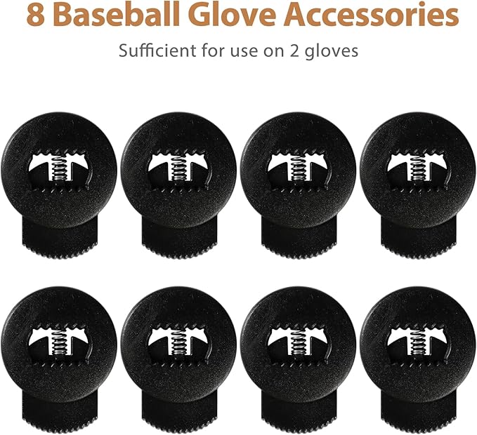 Glove Locks, 8-Pack Baseball/Softball Glove Lace Locks – Vibrant Colors, No Retie Knots, Spring-Lock Tech, Durable Design.