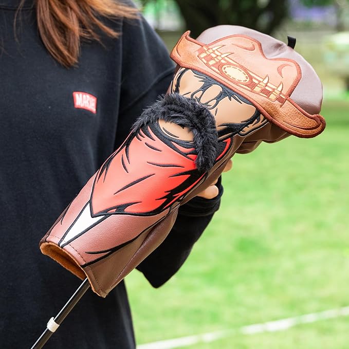 Craftsman Golf Golf Club Head Covers,Funny Driver Headcover Cowboy Design Golf Club Cover, Brown Driver Headcover Fit up tp 460cc Golfing Gift for Men Women