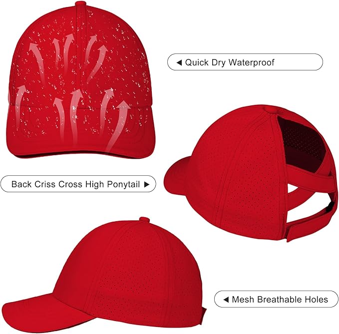 Girls Criss Cross Ponytail Hat Mesh Baseball Cap Kids Quick Dry Ponycap Hats Outdoor Summer Sports Hat Age 7-12