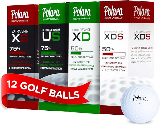 Polara Self-Correcting Golf Balls – High-Performance Golf Balls with Soft Feel, Anti-Slice & Hook Correction, Exceeds USGA Limits, Dimple Design for Maximum Distance, Golf Accessories for Men & Women