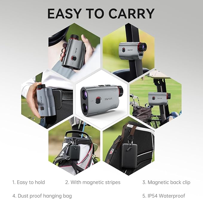 Golf Rangefinder with Slope, 1200Yd Precision Laser Range Finder, 7X Zoom Flag Lock Vibration Rangefinder, Magnetic Cart Mount, USB-C Rechargeable, IP54 Weather Resistant, (Class 1 Laser ≤5mW)