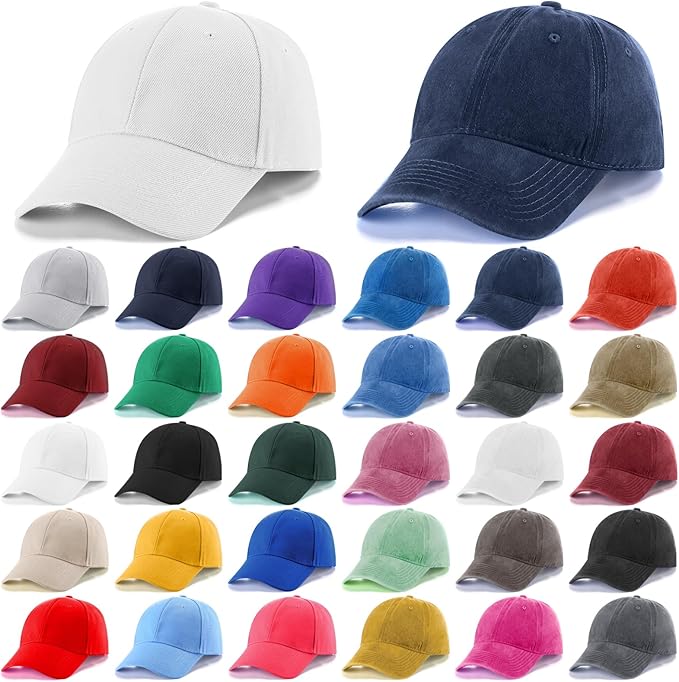 Yahenda 30 Pack Vintage Baseball Cap Washed Denim Distressed Bulk Adjustable Cotton Dad Hat Golf Hats for Women Men