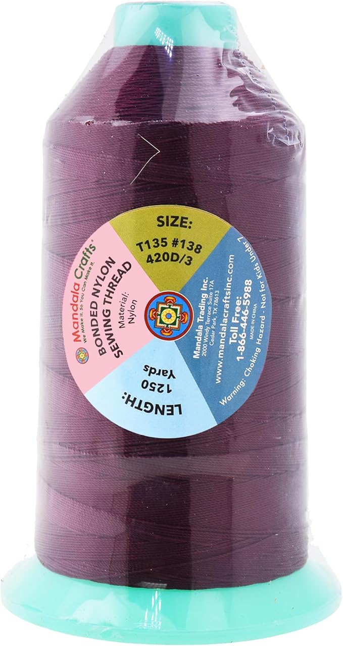 Mandala Crafts Bonded Nylon Thread Burgundy Heavy Duty Sewing Threads - Image 3