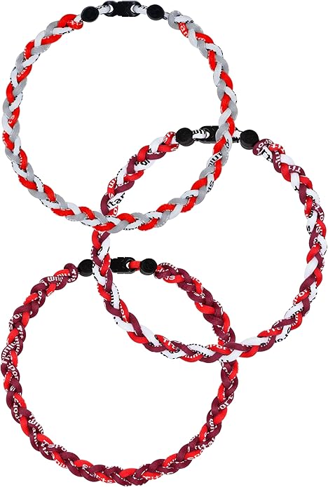 3 pcs Baseball Rope Necklaces, League Team Colors Braided Necklace, Baseball Team Gifts