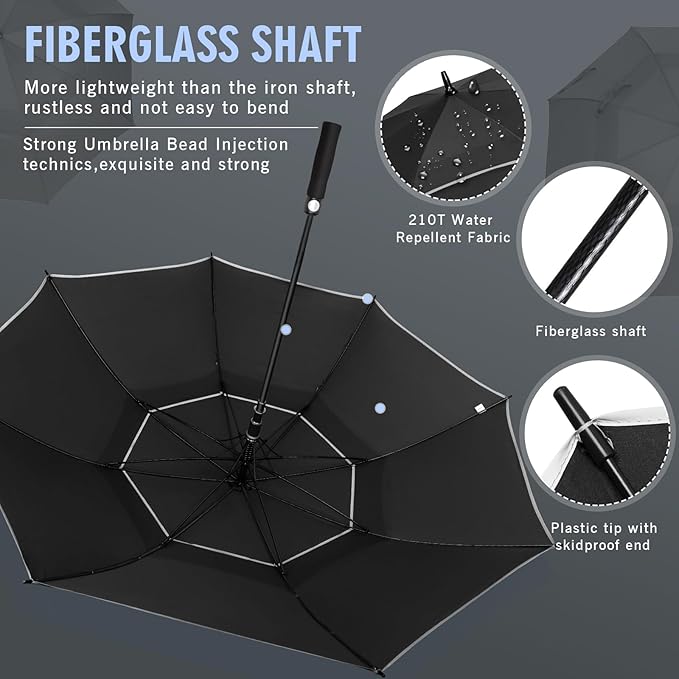 ZOMAKE Golf Umbrella Windproof, Extra Large Oversized Heavy Duty Double Canopy for Rain, Sports Games & Push Cart(51/54/62/68/72Inch)