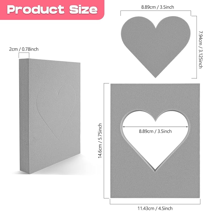 BAOFALI 2 Pcs Heart Cut Stamping Foam Grey Moldable Foam Stamps Plastic Dry - Image 2