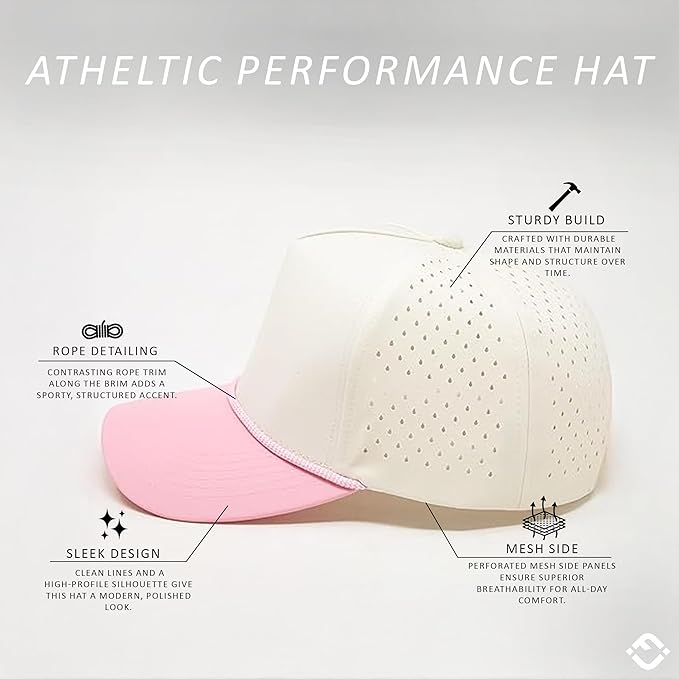 Funky Junque Performance Waterproof Golf Rope Hat – Cool Breathable Workout 5 Panel Snapback Cap for Men