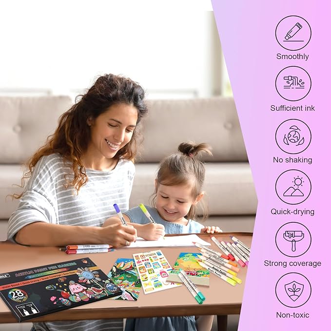 FUMILE 28 Colors Dual Tip Acrylic Paint Marker, Paint Pens paint Markers Fine - Image 4