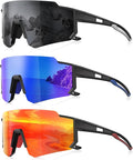 3 Pack Polarized Sunglasses for Men Women, Sports Mens Sunglasses with UV Protection for Baseball Cycling Running