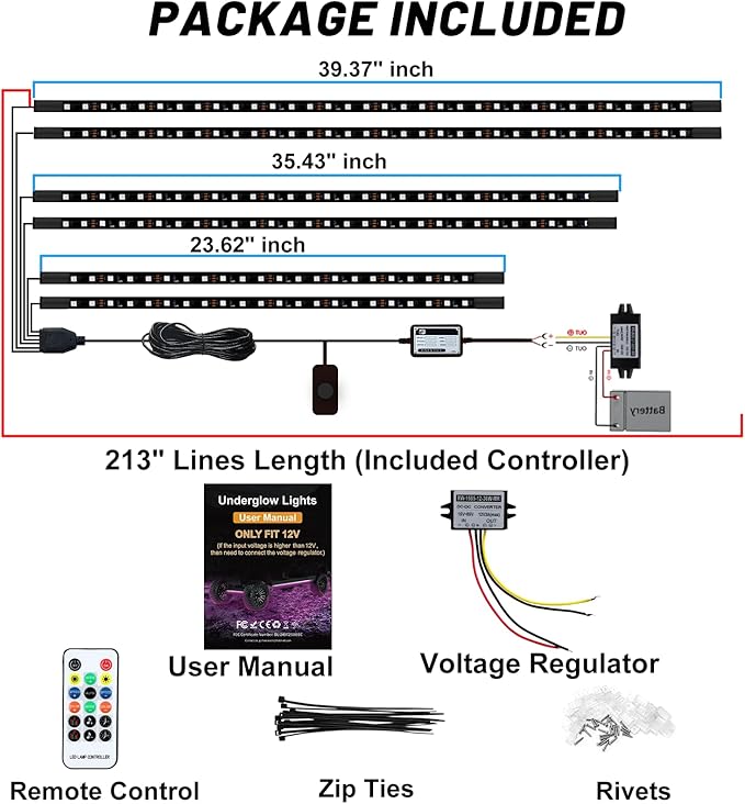 Golf Cart Underbody and Canopy LED Lights 6Pcs, 12V - 80V Input Golf Cart Underglow Light Kit Bluetooth APP Control for EZGO Club Car Yamaha, Music Mic Sync Modes (Included Voltage Reducer)