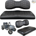 4PCS Golf Cart Seat Covers Kit, Front and Rear Seat Covers,Vinyl Seat Covers Accessories, No Staples（Black&Brown Stitch） (Fits YAMAHA/G29/Drive2)