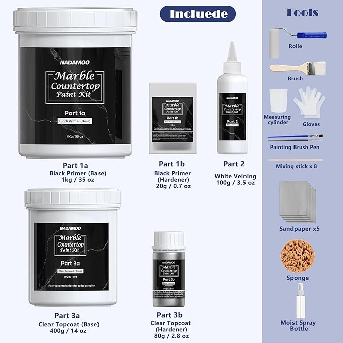 NADAMOO Black Marble Countertop Paint Kit - Image 3