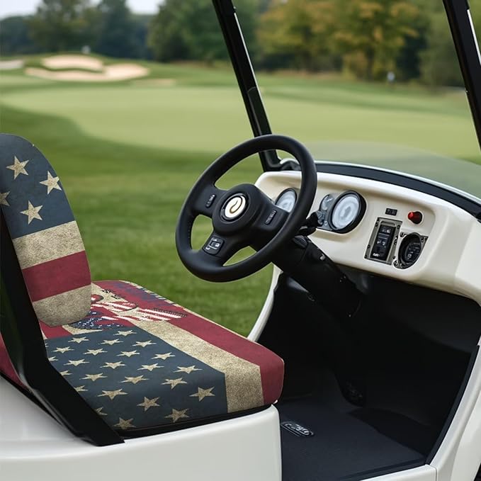 Yewatlles Retro 250th American Flag Universal Golf Cart Seat Cover Dress UP Golf Cart Durable Breathable Material Fit for Club Car, Easy to Install