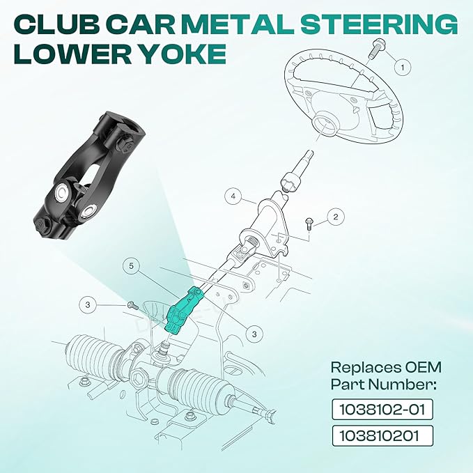 DRIVE UP Golf Cart Metal Steering Lower Yoke for Club Car Precedent 2004-Up and Tempo 2018-Up Golf Carts 103810201