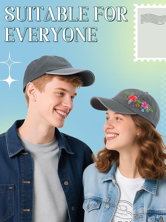 Biggun Trendy Embroidered Baseball Cap for Girls Women Men - Adjustable Soft Breathable Hats for Casual Wear