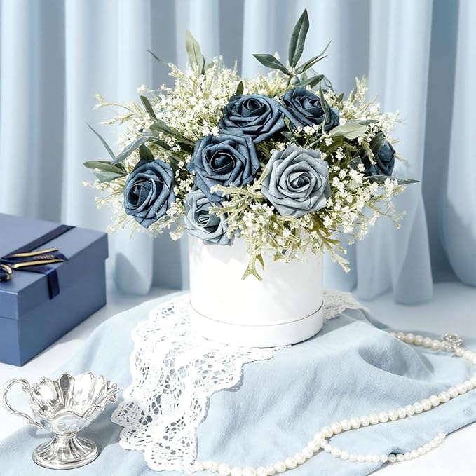 Artificial Flowers Foam Fake Roses 25pcs Series Blue Colors Roses - Image 4