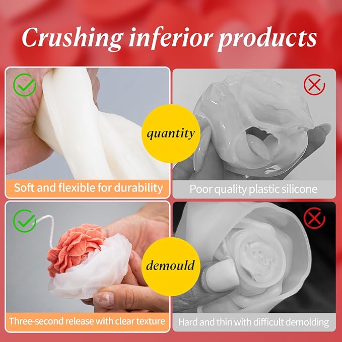 2Pcs Peony Silicone Candle Flower Wax Mold Silicone - Image 3