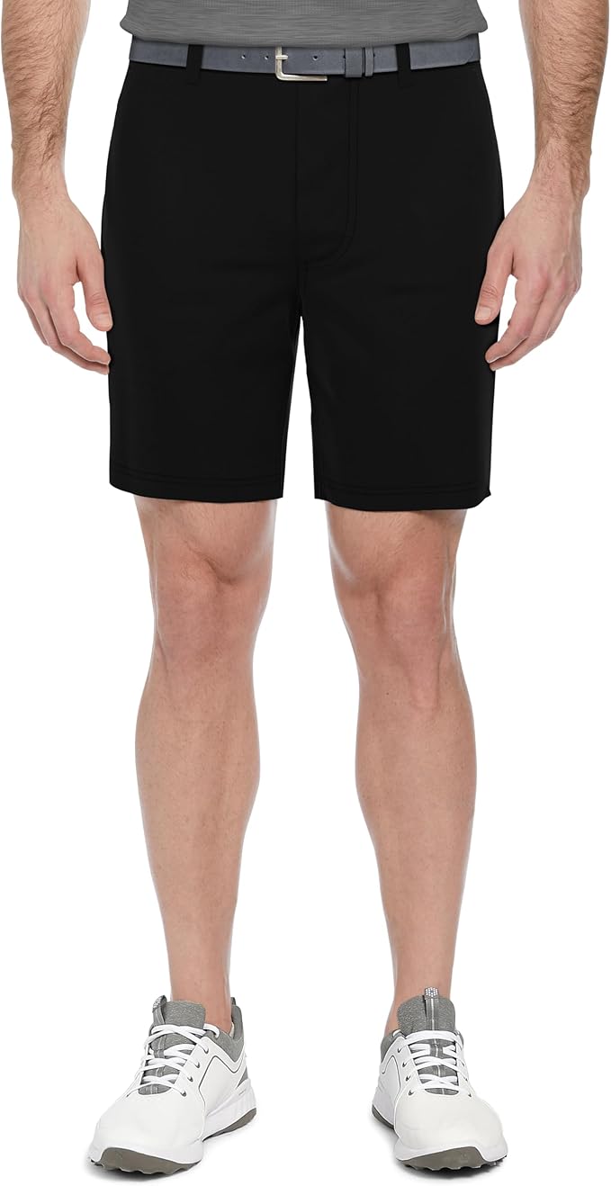 PGA Tour Men's 8" Solid Performance Stretch Pull-on Golf Shorts with Stretch Waistband, Moisture-Wicking, Sun Protection