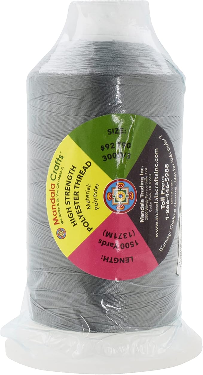 Mandala Crafts Gray Heavy Duty Thread -1500 Yds Tex 90 Thread - Image 3