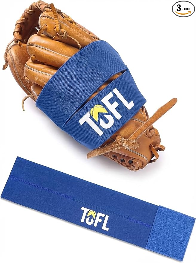 TOFL Baseball Glove Wrap Band for Mitt Shaping | Elastic Strap with Adjustable Closure for Pocket Forming & Storage | Youth & Adult Softball Mitt Care Accessory (Color & Quantity Options)