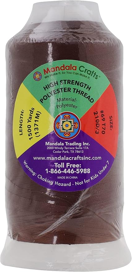 Mandala Crafts Brown Heavy Duty Thread -1500 Yds Tex 70 Thread - Image 3
