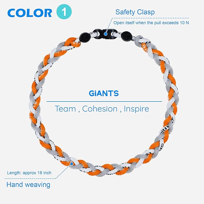 3 pcs Baseball Rope Necklaces, League Team Colors Braided Necklace, Baseball Team Gifts