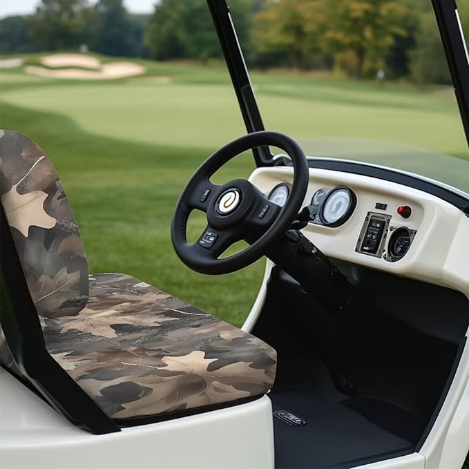 Bulopur 2 Piece Golf Seat Covers for Cart Branch Camo Hunting Golf Cartseatcover Breathable Soft Universal Seat Covers Towel Blanket for Most 2 Passenger Club Car