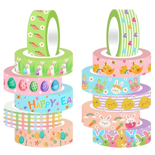 12 Rolls Summer Farm Washi Tape, Farm Animals Chicks Rabbits Masking Tape by Unknown