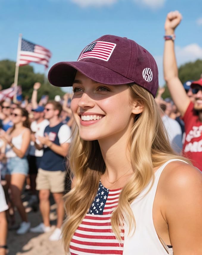 2-Pack USA Flag Hats for Men Baseball American Flag Hats for Men USA Cap USA Tactical Washed for Women