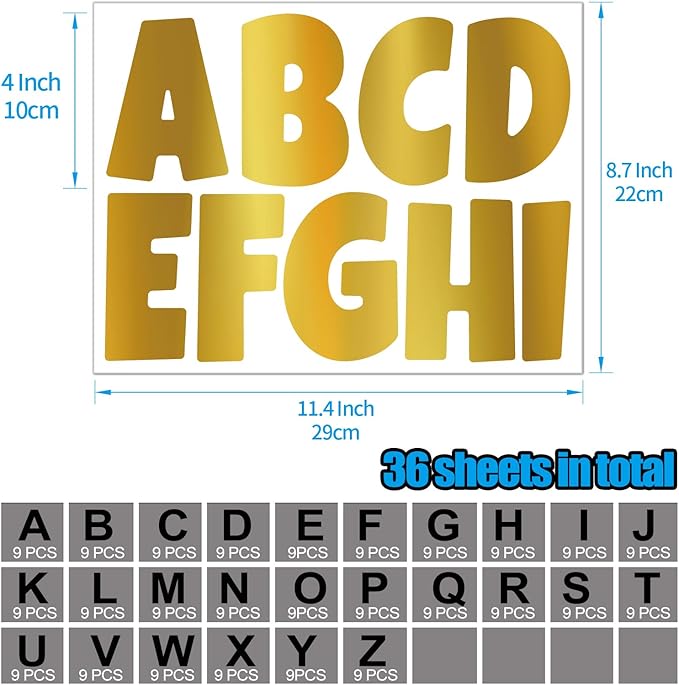Bemeol Letter Stickers 351 Pieces 4 Inch Bulletin Board Letters Alphabet Cutout - Image 2