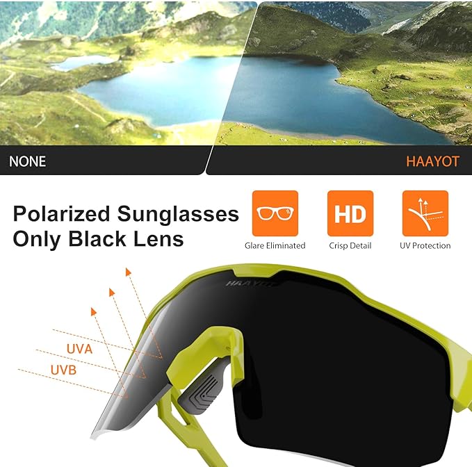 HAAYOT Polarized Sports Sunglasses for Men Women Youth Baseball Cycling Running Softball Biking Glasses 5 Lenses