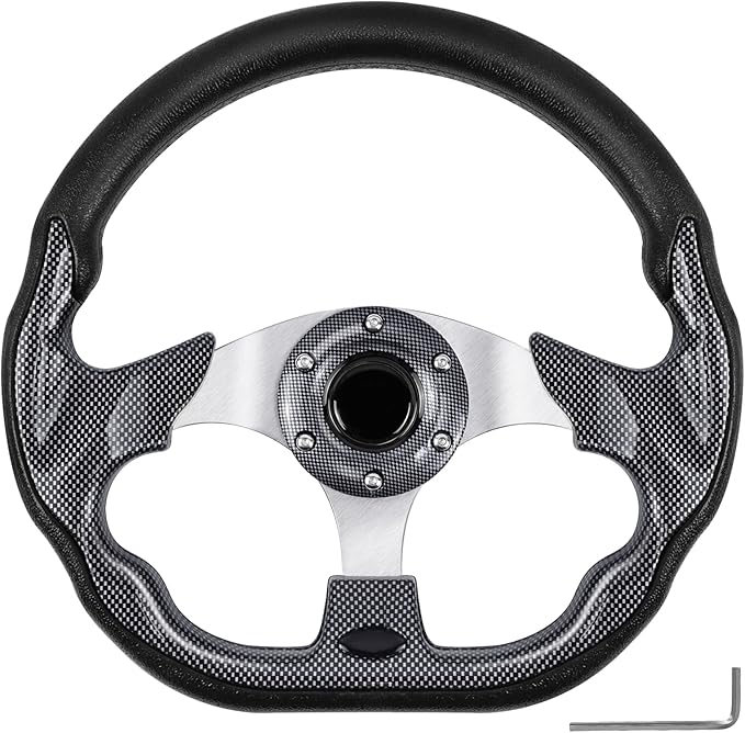 Golf Cart Steering Wheel, Skid Steering Wheel, Universal Golf Cart for Club Car EZGO RXV and for TXT, for Yamaha, for Precedent Tempo, for DS