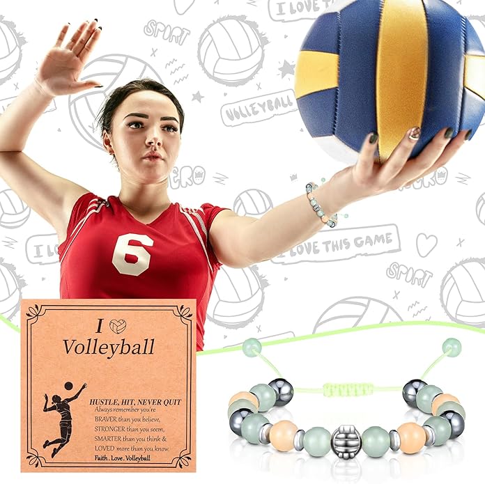 12 Set Sport Adjustable Beaded Bracelets Gifts Football Softball Soccer Volleyball Golf Basketball Hockey Bracelets for Women Men Adjustable Beaded Accessories