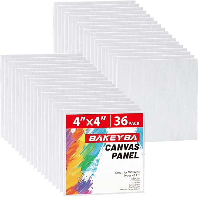 Mini Canvas Boards for Painting 36 Pack, 4x4 Inch Canvas Panels, 100% Cotton by Unknown