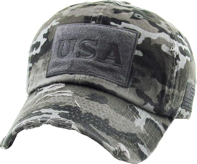 KBETHOS Flag USA America Military Thin Blue Line Thin Red Line Vintage Distressed Baseball Cap Dad Hat Unisex Adjustable…