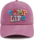 Camp Life Hat for Men Women, Funny Adjustable Cotton 3D Embroidered Camping Hiking Baseball Cap