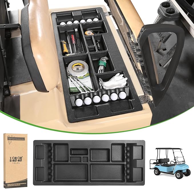 10L0L Golf Cart Under Seat Storage Tray for EZGO RXV TXT Club Car DS Precedent Electric Vehicle with Original Trojan Battery Underseat Organizer Container Holder Plate