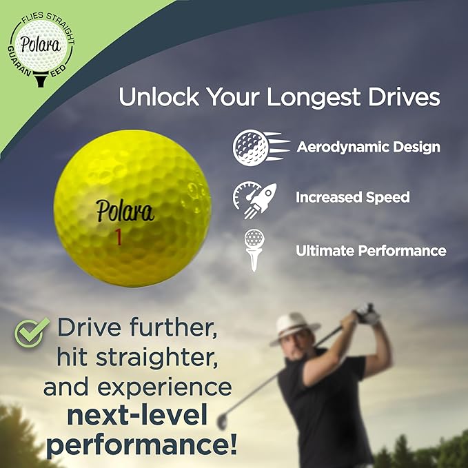 Polara Self-Correcting Golf Balls – High-Performance Golf Balls with Soft Feel, Anti-Slice & Hook Correction, Exceeds USGA Limits, Dimple Design for Maximum Distance, Golf Accessories for Men & Women