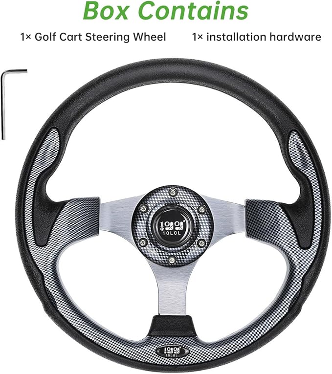 10L0L Golf Cart Steering Wheel, Generic of Most Golf cart EZGO Club Car Yamaha (style1 Gray)