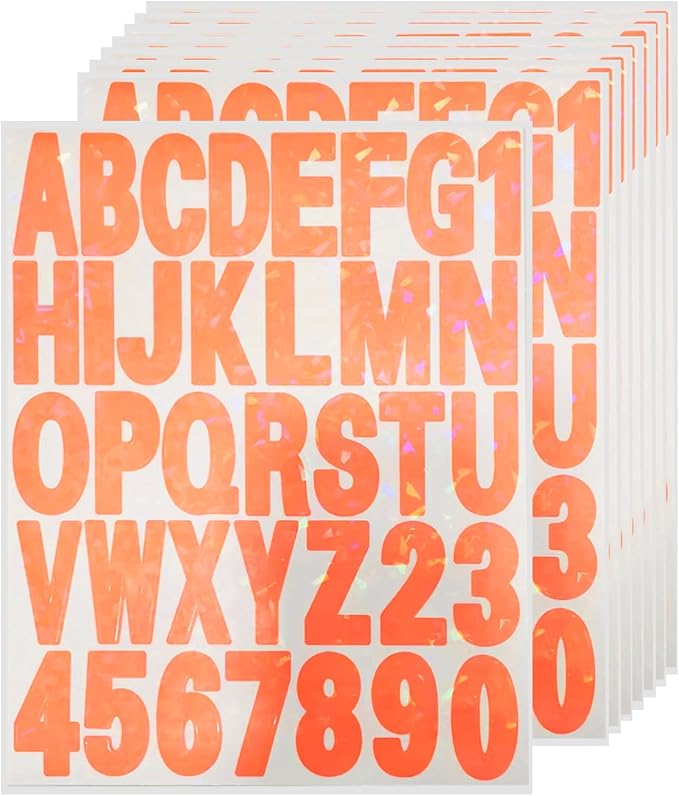 Starboling Letter Stickers, 2 inch 8 Sheets Orange Alphabet Sticker, Self by Starboling