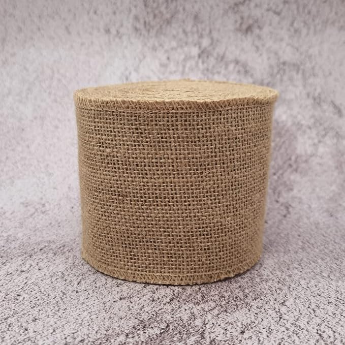 INSPIRELLE 4" Natural Burlap Fabric Roll 10 Yards Jute Ribbon - Image 2